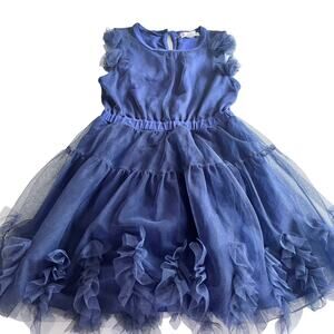 Crewcuts by J.Crew Navy Tulle Ruffle Flower Dress Girls Size 4